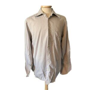 Zenetti 17 x 34 Multi Color Stripe Button Front Shirt Made in Italy French Cuff